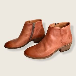 frye cognac booties